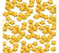 JIHUOO 200 Pcs 11mm Glow in Dark Star Beads Luminous Plastic Beads Acrylic Star Beads Colored Pony Beads Jewelry Making Beads for DIY Crafts Bracelet Yellow