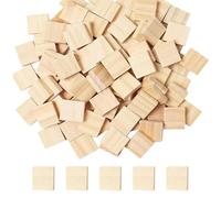 JIHUOO 200 Pcs 20 x 18mm Wood Blank Letter Tiles Wooden Blank Scrabble Tiles Square Wooden Pieces Cutouts Unfinished Wood Squares Natural Wood Craft Slices for Laser Engraving Carving