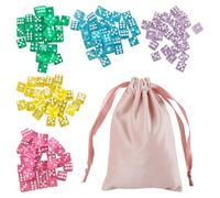JIHUOO 200 Pcs 5mm Mini Acrylic Dice, Multicolor, Hexahedron, Rainbow Theme, 202 Pieces Including 2 Velvet Bags