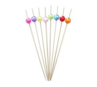 JIHUOO 200 Pcs Colorful Bead Cocktail Picks Decorative Appetizer Toothpicks Fruit Sticks Skewers Food Garnish Sticks Long Food Toothpicks Party Cocktail Sticks