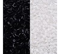 JIHUOO 2000 Pcs 5 mm Iron Fuse Beading Beads Melty Melting Ironing Beads Bulk Fusible Perler Beads Kit Mini Seed Spacer Bead Handmade Decor Bead for Arts and Crafts Black White