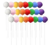 JIHUOO 24 Pcs Colourful Balloon Cake Toppers Rainbow Coloured Cake Decorating Balls Round Ball Cake Toppers Baby Shower Cupcake Balloons Ball Cupcake Topper Sticks Birthday Wedding Cake Decorations