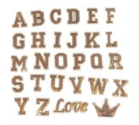 JIHUOO 28 Pcs Sequin Letter Iron on Patches A-Z Alphabet Appliques Patches Glitter Letter Hotfix Patches Shiny Decorative Patches Sparkling Sew on Patches for Bag Shoes Golden
