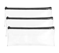 JIHUOO 3 Pcs Clear Pencil Case for Exams Transparent Pen Case Pouches See Through Pencil Bag Pouch PVC Stationery Storage Bag Clear Makeup Pouch Waterproof Toiletry Bag for Women Men
