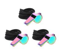 JIHUOO 3 Pcs Stainless Steel Coach Whistles Colorful Metal Referee Whistles Rainbow Sports Teacher Whistle Emergency Whistle with Lanyard Loud Crisp Sound Whistles for Coaches Referees Official