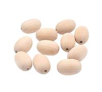 JIHUOO 30 Pcs 30mm Egg Shaped Wooden Beads Easter Wood Beads Farmhouse Rustic Beads Loose Spacer Beads for Craft Decoration