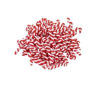 JIHUOO 30 Pcs Christmas Candy Cane Ornaments Decorations Mini Polymer Clay Candy Canes Christmas Stick Nohole Charms Xmas Beads for Phone Case Decor