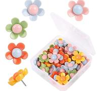 JIHUOO 30 Pcs Colorful Flower Push Pins Decorative Pushpins Cute Floral Thumbtacks Thumb Tacks Bulletin Board Pins Map Pins Drawing Pins for Wall Photo Picture