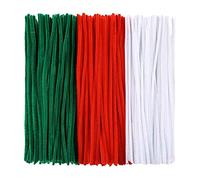 JIHUOO 300 Pcs Christmas Pipe Cleaners Red Green White Chenille Stems Craft Pipe Cleaners for Creative Christmas Decorations