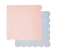 JIHUOO 32 Pcs 33 x 33cm Scalloped Edge Napkins Cocktail Party Napkins Pastel Colored Beverage Napkins Dinner Table Napkins Thick Paper Napkins Wedding Birthday Supplies Blue and Pink