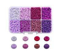 JIHUOO 3400 Pcs 3mm Glass Seed Beads Mini Colored Beads Tiny Waist Beads Kit Small Craft Beads Pony Beads Jewelry Making Beads for Friendship Bracelet Purple