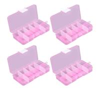 JIHUOO 4 Pcs 10 Grids Small Plastic Jewelry Organizer Box with Removable Dividers Beads Storage Organizer Box Earring Tool Containers Empty Craft Box C