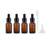 JIHUOO 4 Pcs 15ml Graduated Glass Dropper Bottles Amber Tincture Bottles with Dropper Empty Essential Oils Bottles Brown Glass Aromatherapy Bottles Leakproof Travel Bottles with Funnel