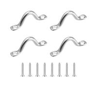 JIHUOO 4 Pcs Stainless Steel Ceiling Hooks Pad Eyes Plate Boat Deck Hooks Wall Mount Ring Hooks Kayak Deck Tie Down Loops Anchors Marine Hardware Hooks with 8 Pcs Screws
