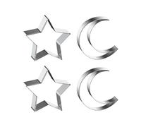 JIHUOO 4 Pcs Star Moon Cookie Cutter Shapes Stainless Steel Cookie Cutters Metal Biscuit Molds Polymer Clay Cutters Sandwich Cutter Vegetable Shapes for Valentine's Day Christmas Holiday