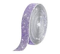 JIHUOO 4 Yards Self Adhesive Rhinestone Ribbon Sticky Rhinestone Strips Rhinestone Tape Roll Bling Ribbon Stickers Wedding Cake Ribbons Purple, width 1.5cm