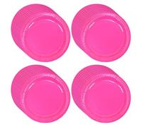 JIHUOO 40 Pcs 7 Inch Neon Paper Plates Bulk Bright Color Dinner Plates Round Birthday Dessert Plates Heavy Duty Solid Color Paper Plates Glow in the Dark Party Supplies Hot Pink