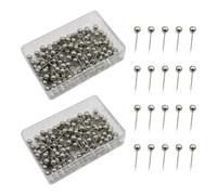 JIHUOO 400 Pcs Small Round Head Push Pins Map Thumb Tacks Bulletin Board Pushpins Cork Board Thumbtacks Fabric Marking Pins with Storage Boxes Silver