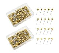 JIHUOO 400 Pcs Small Round Head Push Pins Map Thumb Tacks Bulletin Board Pushpins Cork Board Thumbtacks Fabric Marking Pins with Storage Boxes Golden