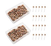 JIHUOO 400 Pcs Small Round Head Push Pins Map Thumb Tacks Bulletin Board Pushpins Cork Board Thumbtacks Fabric Marking Pins with Storage Boxes Rose Golden