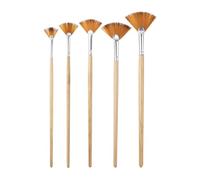 JIHUOO 5 Pcs Fan Paint Brushes Oil Acrylic Painting Brushes Nylon Hair Paint Brushes Wood Handle Painting Brushes Watercolor Gouache Painting Brushes Artist Rock Painting Brushes