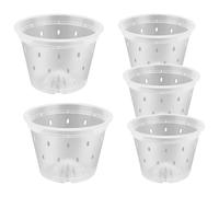 JIHUOO 5 Pcs Plastic Transparent Round Nursery Pots, 10cm & 12cm, Both Indoor & Outdoor, With Drainage Holes, Garden Style