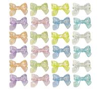 JIHUOO 50 Pcs 24 x 32 mm Big Acrylic Bow Beads Large Bowknot Bead Charms Clear Aesthetic Bow Charms Transparent Assorted Color Beads Colorful Loose Bead Keychain Making Charm for Beadable Pens