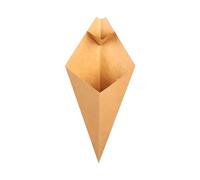 JIHUOO 50 Pcs French Fry Cone Holder Medium French Fry Bags Containers Paper Appetizer Holders Party Food Paper Cones with Built in Dipping Pocket Brown