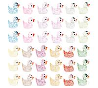 JIHUOO 50 Pcs Mini Resin Ducks Glitter Small Ducks Miniature Figures Tiny Ducks Micro Landscape Duck Ornaments Aquarium Dollhouse Ornaments Party Gift Favors