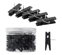 JIHUOO 50 Pcs Wooden Push Pins Clips Wood Clips with Thumb Tacks Decorative Pushpin Tacks Thumbtack Paper Clips Bulletin Board Clip Tacks for Cork Board Artworks Notes Photos