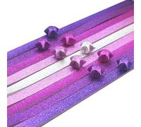 JIHUOO 520 Sheets Glitter Star Origami Paper Strips Colorful Folding Paper Strips Sparkly Lucky Star Paper Strips DIY Craft Paper Purple