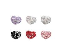 JIHUOO 6 Pcs 18 x 24 mm Heart Shaped Rhinestone Beads Large Chunky Glitter Beads Beaded Pen Making Beads Beadable Keychain Beads Sparkle Fancy Spacer Beads Jewelry Making Beads for Necklace Earring