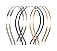 JIHUOO 6 Pcs 6mm 3 Colors Smooth Metal Headbands DIY Craft Hair Bands Simple Wire Head Bands Plain Thin Headbands Blank Hairbands Metallic Hair Band Skinny Head Band for Men Women