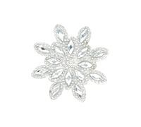 JIHUOO 6 Pcs 7.6cm Christmas Snowflake Iron On Patches Glitter Snowflake Applique Big Iron On Snowflakes Adhesive Rhinestone Appliques Sparkle Clothing Patches Winter Embroidery Patches