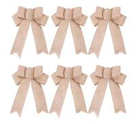 JIHUOO 6 Pcs Christmas Burlap Bows for Wreaths Large Holiday Bows for Presents Gift Wrapping Bows Christmas Tree Ornaments Bows for Party Decoration Natural Color