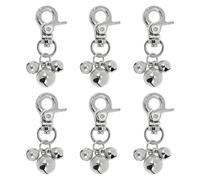 JIHUOO 6 Pcs Small Dog Collar Bells Cute Cat Collar Bells Little Pet Collar Bells Pendants Puppy Collar Charms Pet Pendant Accessories with Snap Clasps