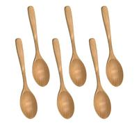 JIHUOO 6 Pcs Wooden Eating Spoons Wood Honey Teaspoons Coffee and Tea Stirring Spoons Soup Sugar Spoons Jam Serving Spoons Ice Cream Spoons Kitchen Table Spoons