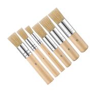 JIHUOO 6 Pcs Wooden Stencil Brush Art Template Brushes Natural Bristle Oil Paint Brushes Acrylic Watercolor Painting Brush Multi Size Paint Brush