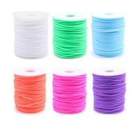 JIHUOO 6 Rolls Hollow Pipe Rubber Cords Silicone Tube Cords Tubing Knitting Barber Cord Plastic Lacing Cord Elastic String Lanyard Weaving String for Bracelets Keychains Crafts