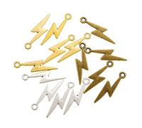 JIHUOO 60 Pcs Lightning Bolt Pendants Charms Vintage Antique Flash Thunder Charms Metal Dangle Charms for Bracelet Necklace Jewelry Craft Making