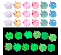 JIHUOO 60 Pcs Luminous Mini Resin Pigs Tiny Plastic Pigs Figures Glow in The Dark Miniature Pigs Animals Cute Animal Charms Ornament for Garden Landscape Plant Dollhouses Decor