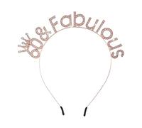 JIHUOO 60th Birthday Headband Rhinestone Princess Tiara Headwear Sparkly Crystal Queen Crown Headpiece Sparkling 60 and Fabulous Headband Happy Birthday Party Hair Accessory for Women Rose Golden