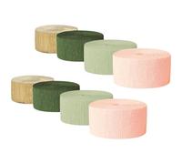 JIHUOO 8 Rolls 4.5 cm x 25 m Sage Moss Green Crepe Paper Streamer Backdrop Pink and Gold Crepe Paper Streamers Bridal Shower Door Streamers Boho Wedding Party Decorations Birthday Party Supplies