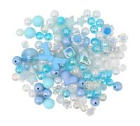 JIHUOO 90 Gram Acrylic Assorted Beads Flower Heart Bow Beads Cute Round Beads Candy Pastel Beads Easter Bunny Beads Jewelry Making Beads Plastic Craft Beads for Bracelets Keychain Phone Charms Blue
