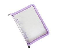 JIHUOO A5 6 Ring Binder Cover Transparent PVC Notebook Shell with Zipper Glitter Planner Binder Folders Sparkling Budget Binder for Cash Budget System Purple