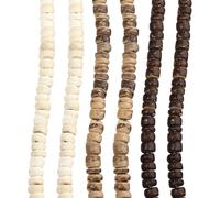 JIHUOO About 660 Pcs 5 mm Coconut Shell Rondelle Disc Beads Flat Round Spacer Beads Rustic Wood Heishi Bead Spacers Wooden Disk Bead Charms Boho Braid Hair Charms Jewelry Making Supplies
