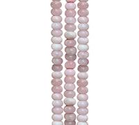 JIHUOO About 70 Pcs 5 x 8 mm Natural Gemstone Rondelle Beads Semi Precious Stone Beads Loose Crystal Gemstones Bead Polished Gem Stones Spacer Bead with Hole for DIY Bracelets Necklaces Earrings Pink