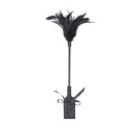 JIHUOO Feather Tickler and Riding Crop Slapper Feather Sex Teaser PU Leather Flogger Paddle Spanking Tickler Adult Whips Sex Toys B