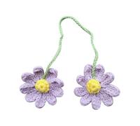 JIHUOO Flower Car Rear View Mirror Charms Daisy Car Hanging Ornaments Floral Automotive Decor Pendant Knitted Car Interior Decorations Handmade Crochet Car Accessories for Women Purple