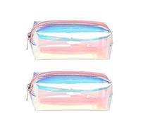 JIHUOO Holographic Makeup Bag Travel Cosmetic Pounch Large Zipper Pencil Case Colorful Pen Bag Waterproof Toiletry Bag for Women Girls